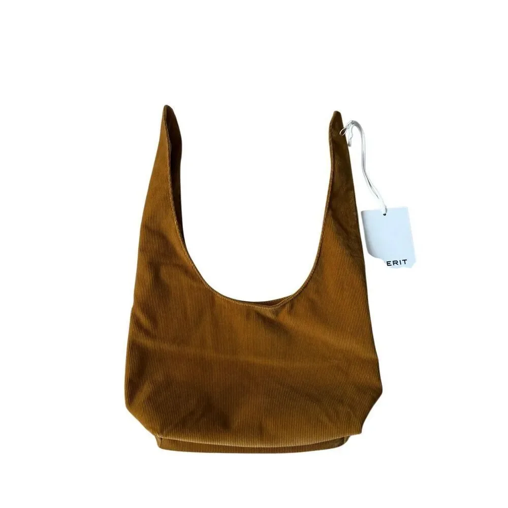 Merit Corduroy Cosmetics Bag Tie Pouch Makeup Medium‎ size NEW Mustard Brown
